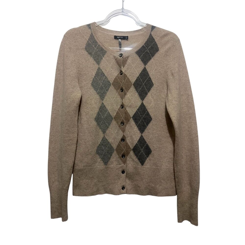 Apt. 9 100% Cashmere Argyle Button Front Sweater … - image 1